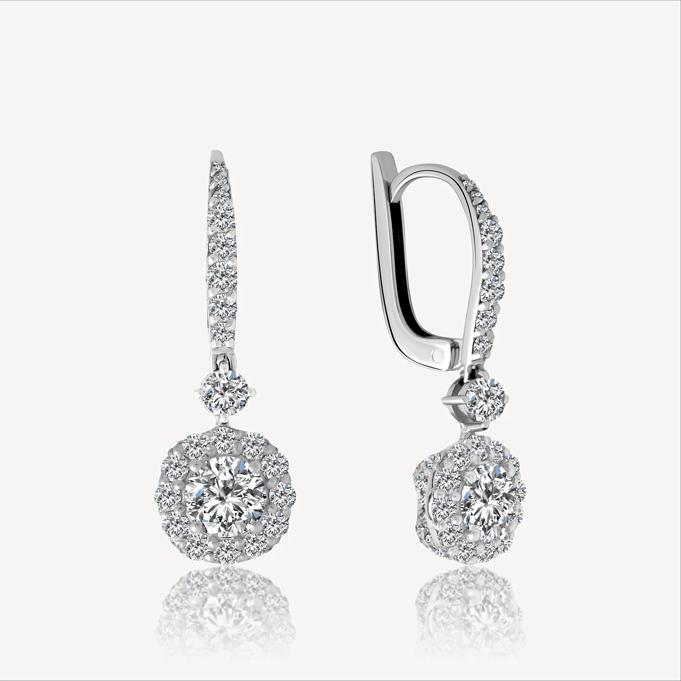 Серьги  (832232), белое золото, бриллиант