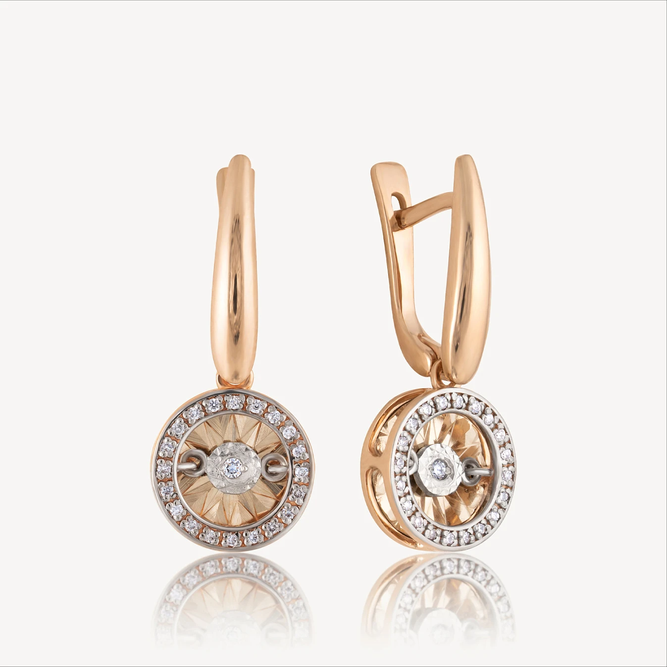 Серьги (803-02082-10-11-00-50), красное золото, бриллиант