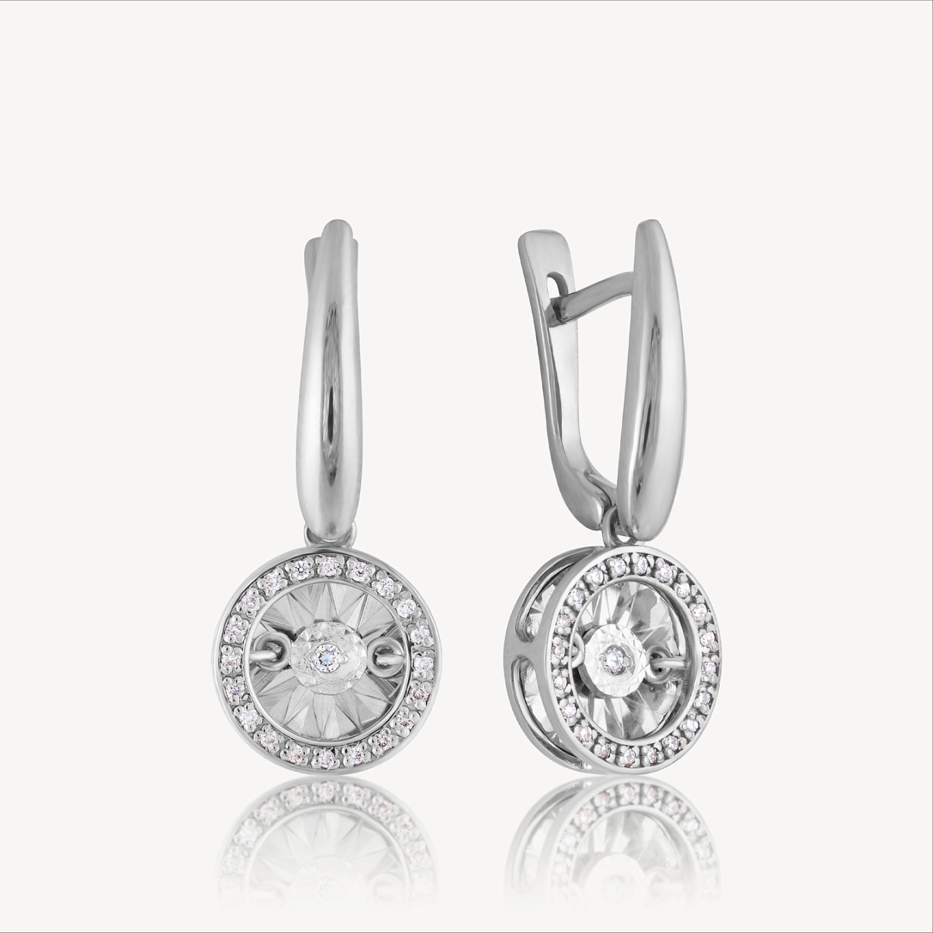 Серьги (803-02082-21-11-00-50), белое золото, бриллиант