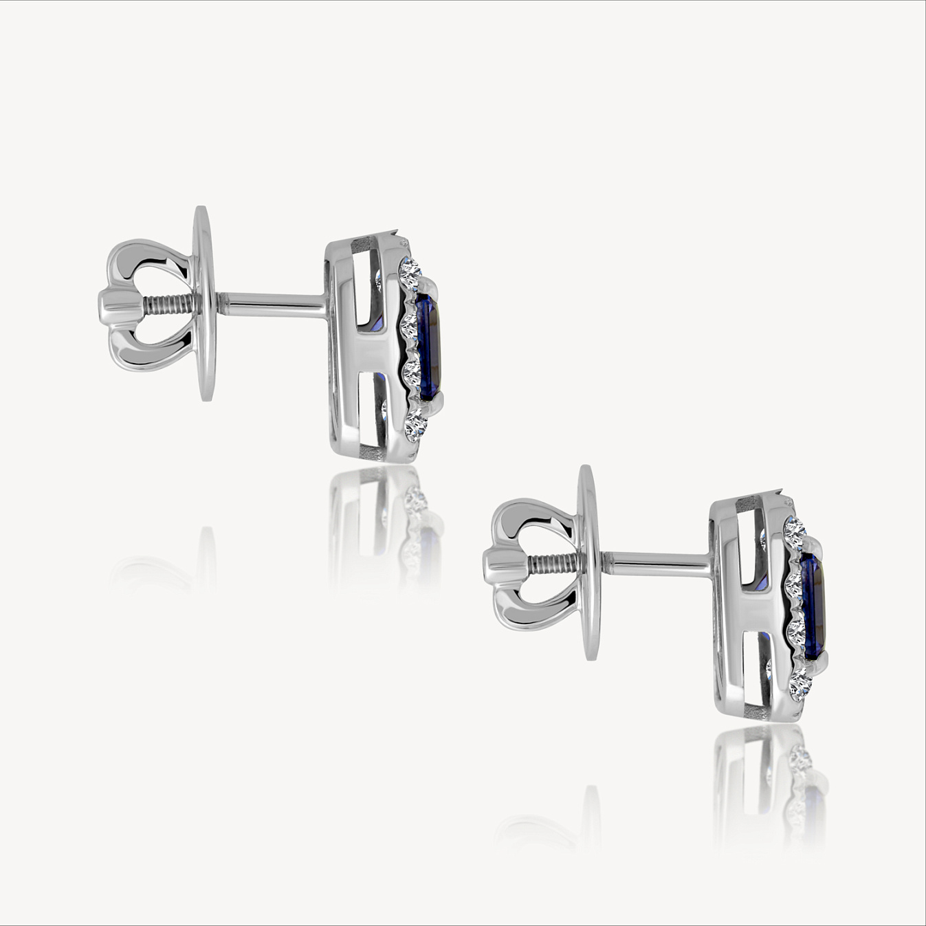 Серьги  (832231), белое золото, сапфир