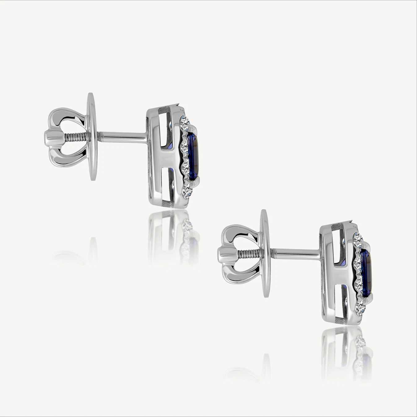 Серьги  (832231), белое золото, сапфир
