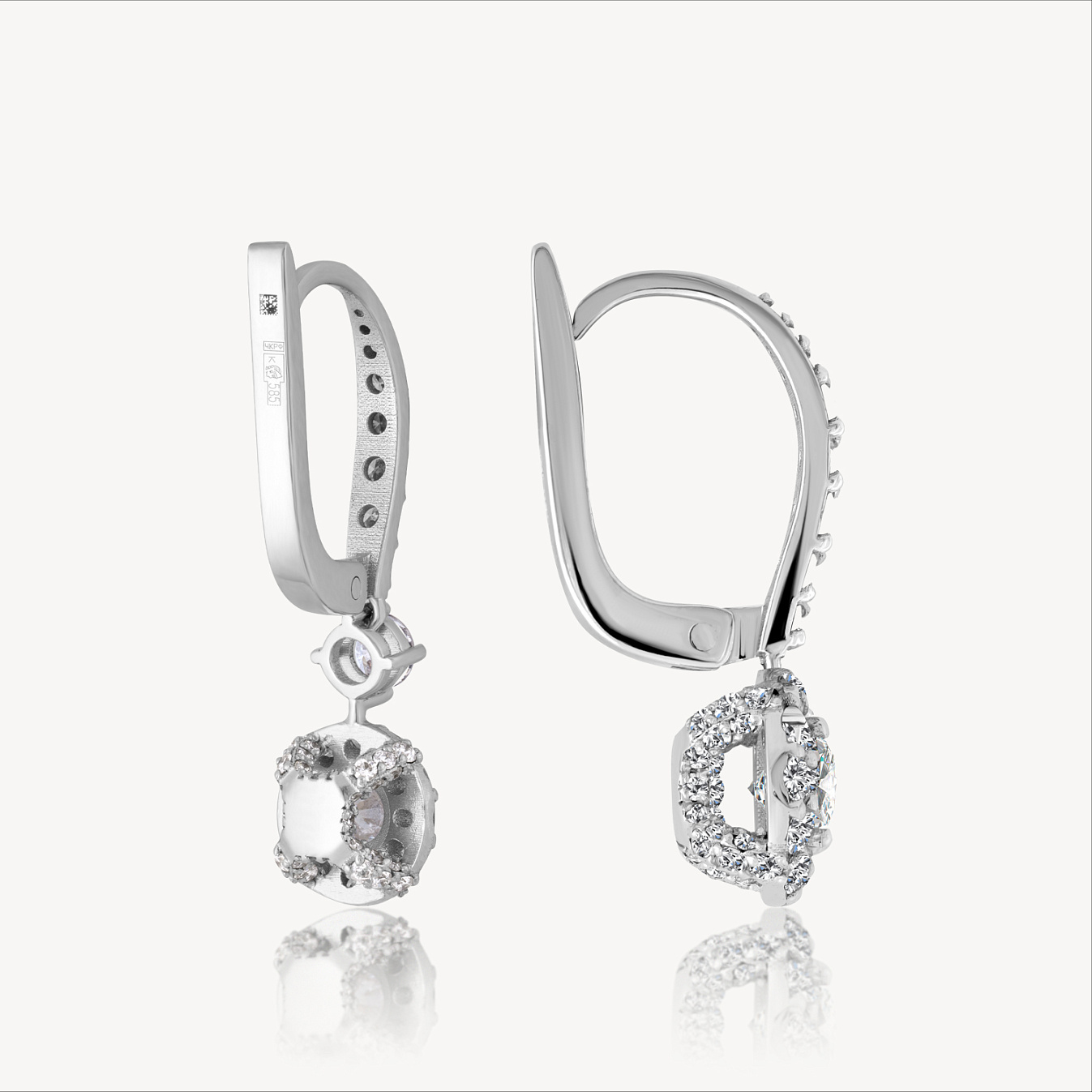 Серьги  (832232), белое золото, бриллиант