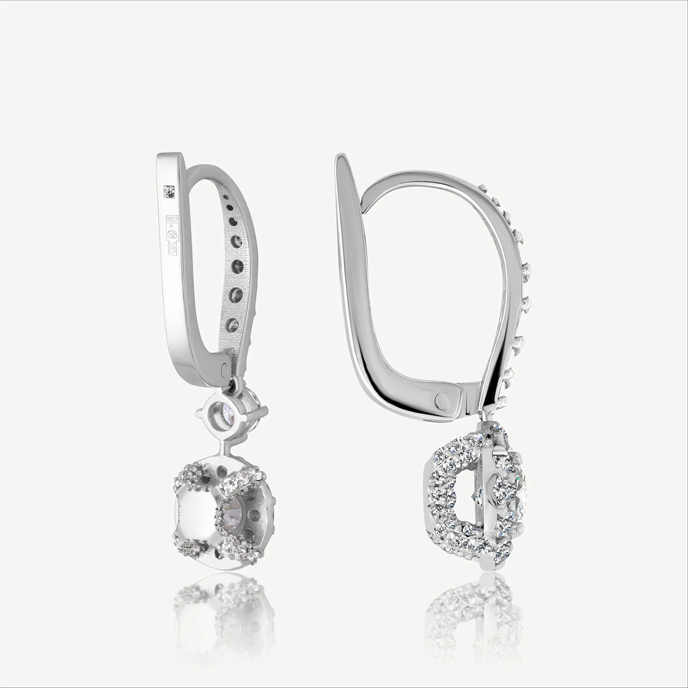Серьги  (832232), белое золото, бриллиант