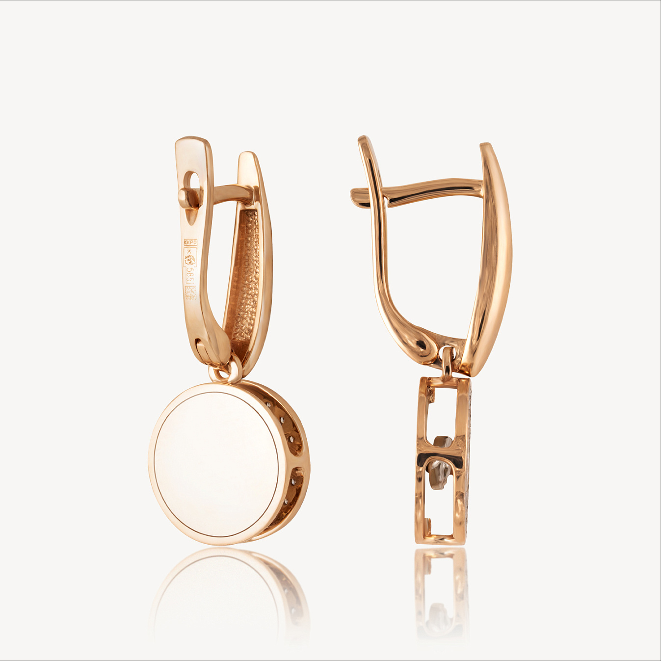 Серьги (803-02082-10-11-00-50), красное золото, бриллиант