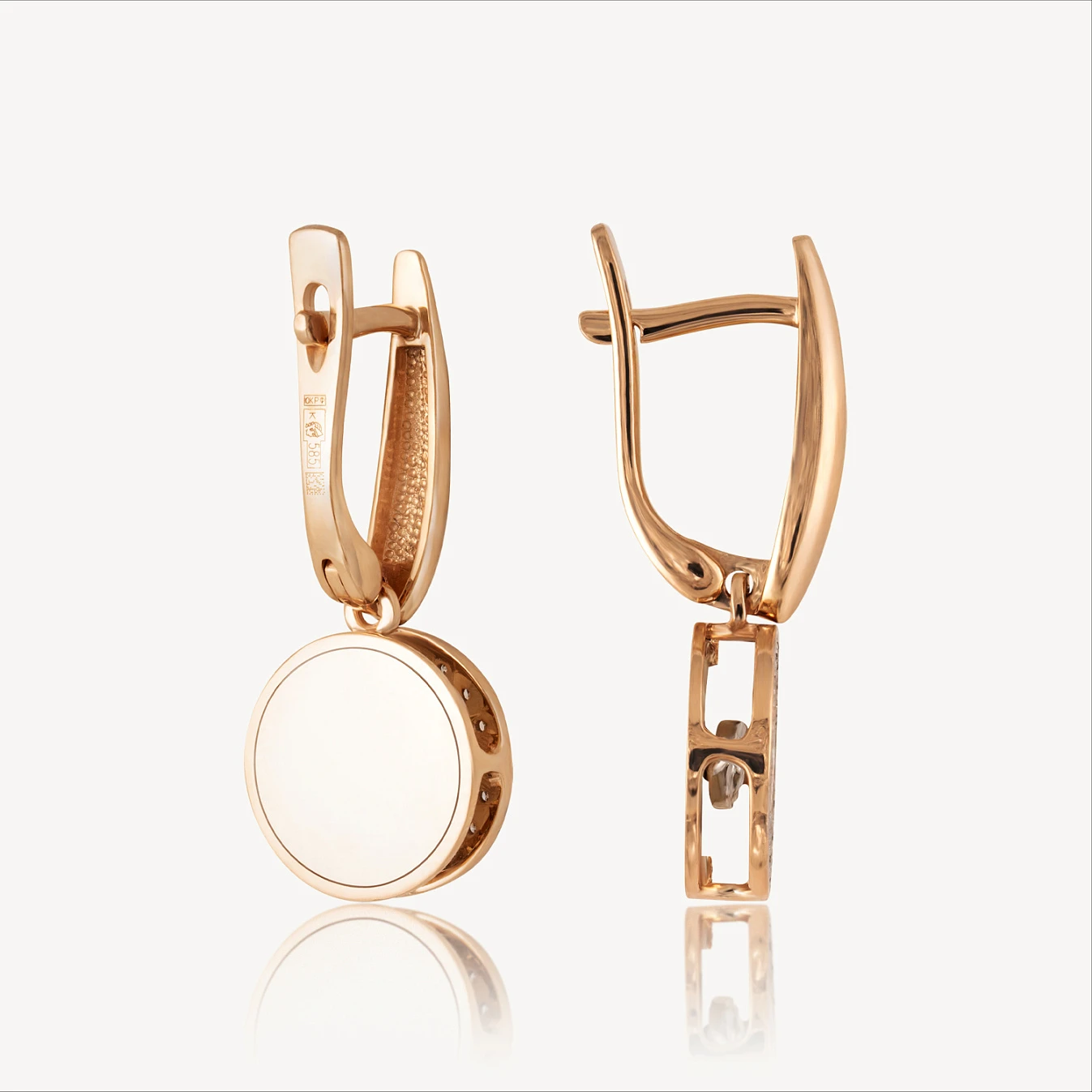Серьги (803-02082-10-11-00-50), красное золото, бриллиант