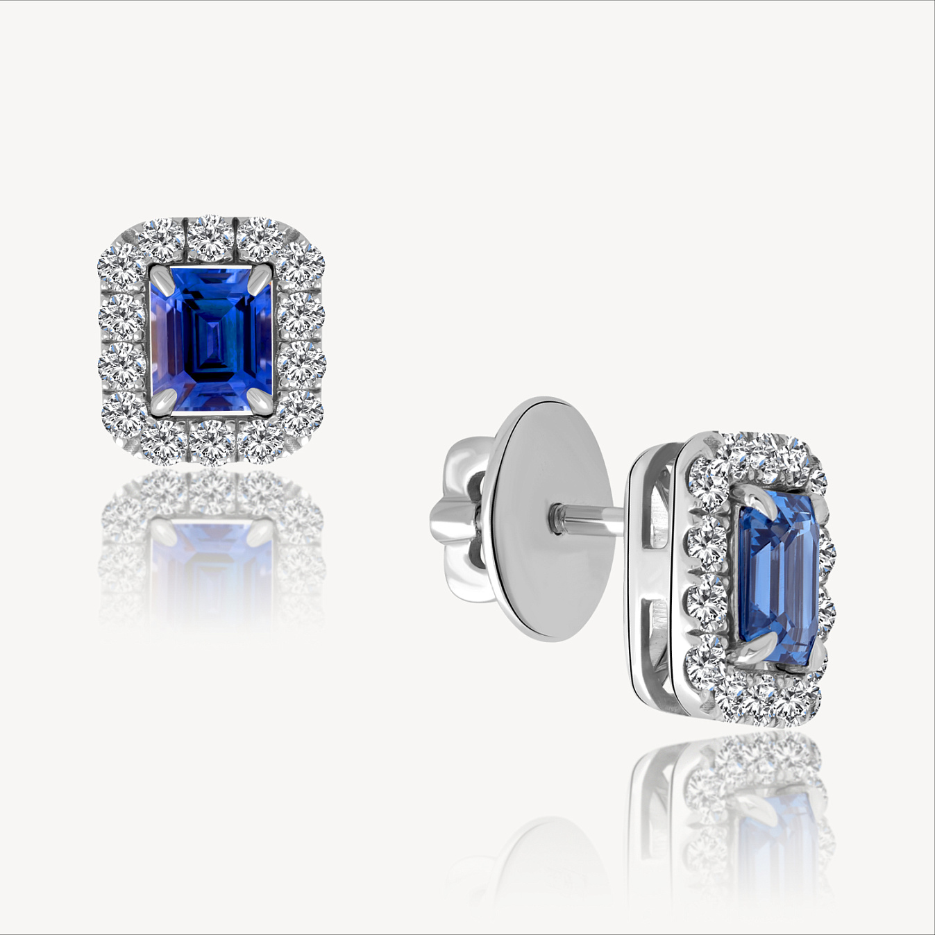 Серьги  (832231), белое золото, сапфир