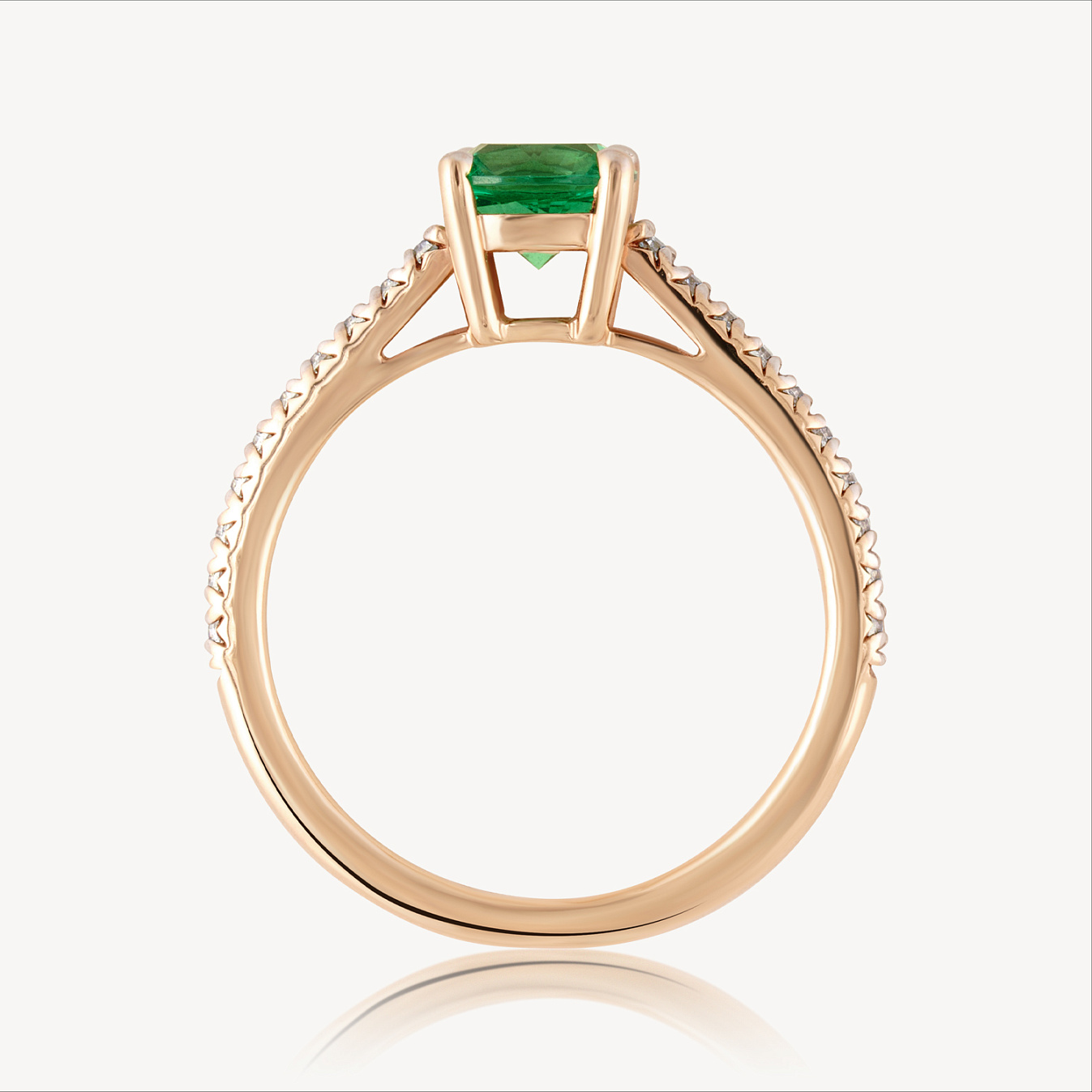 Кольцо (920484Л), желтое золото, цаворит гт.