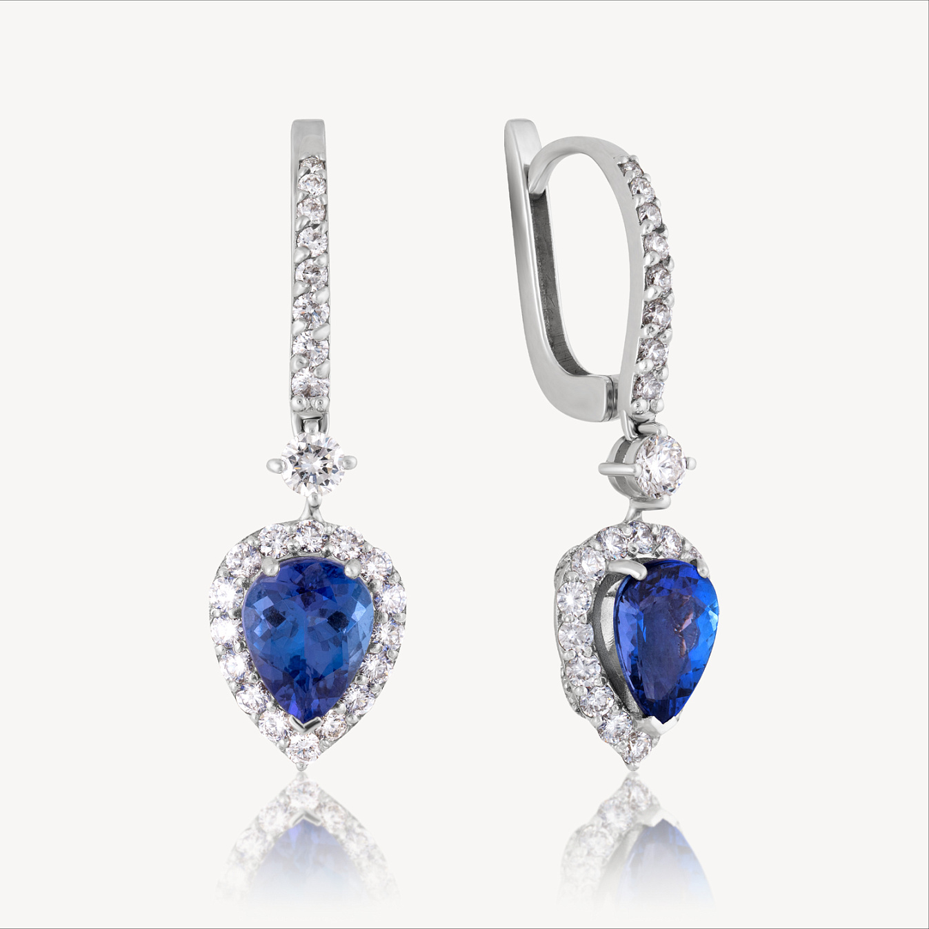 Серьги  (832227), белое золото, танзанит