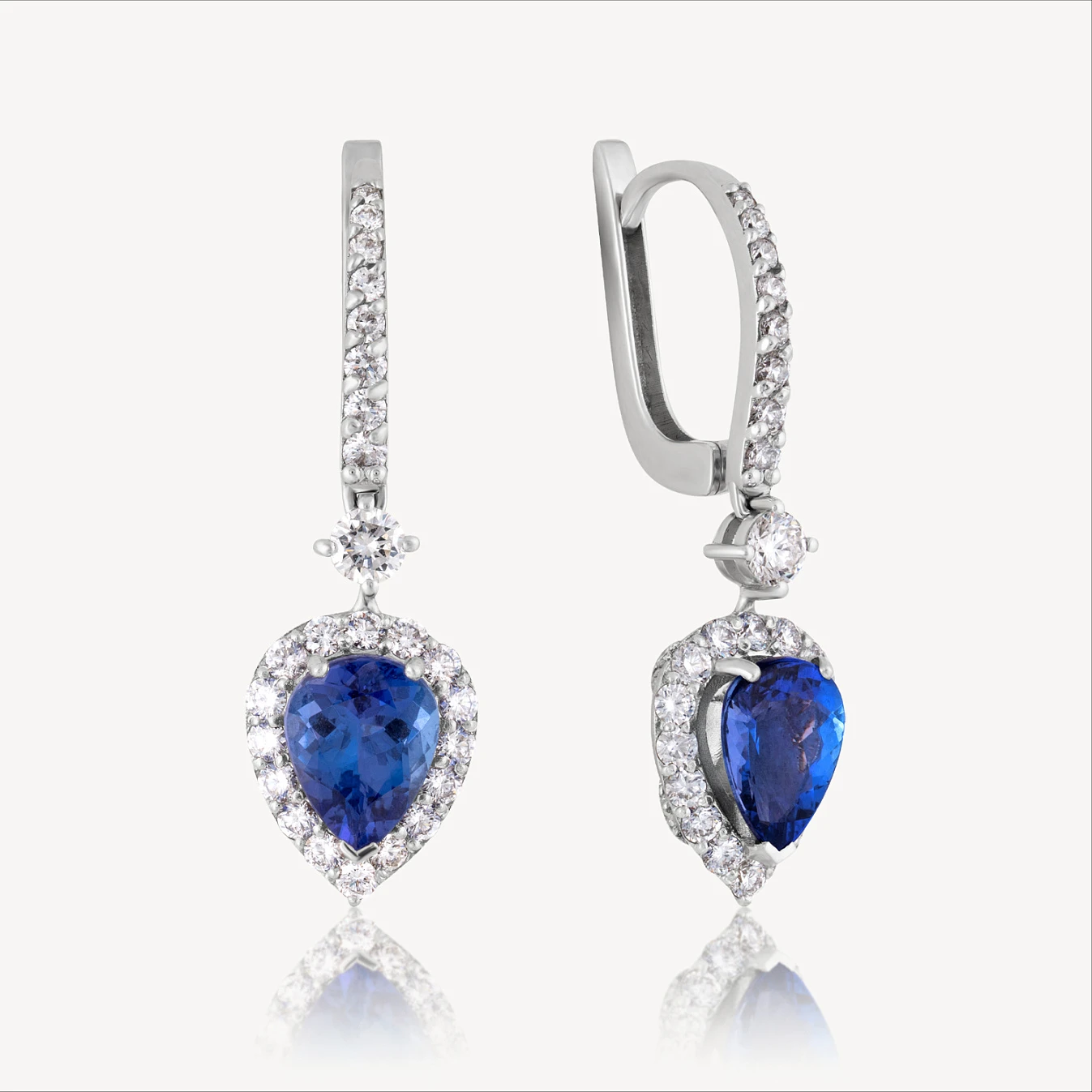 Серьги  (832227), белое золото, танзанит