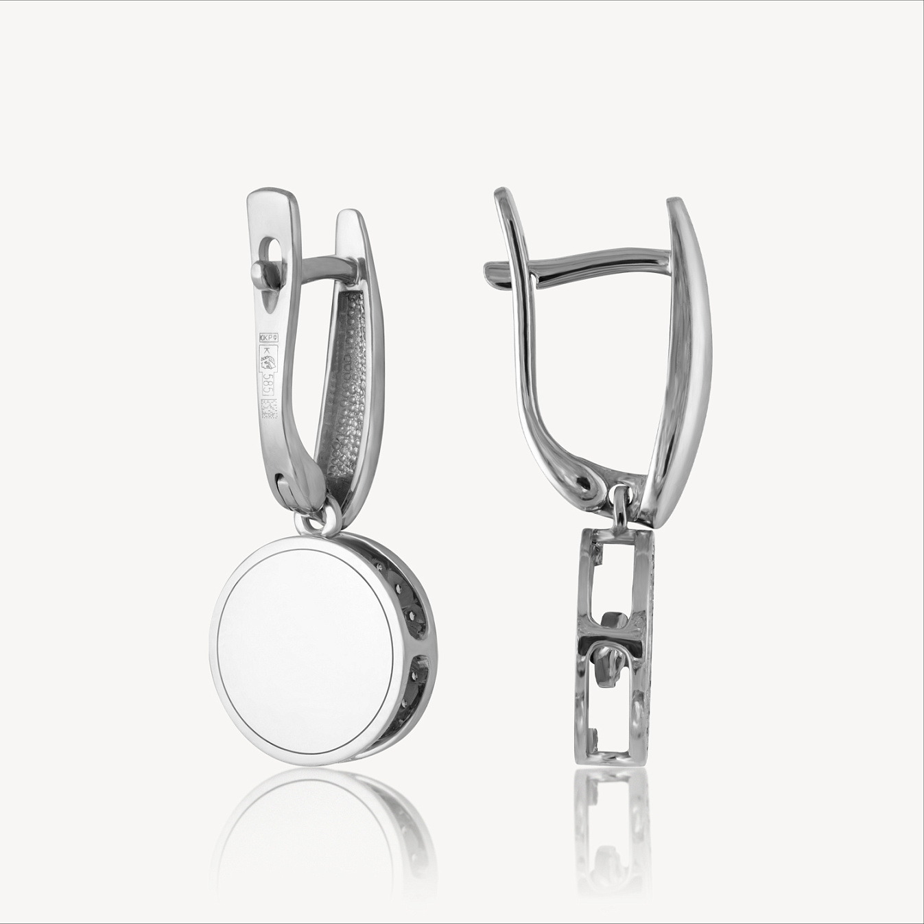 Серьги (803-02082-21-11-00-50), белое золото, бриллиант