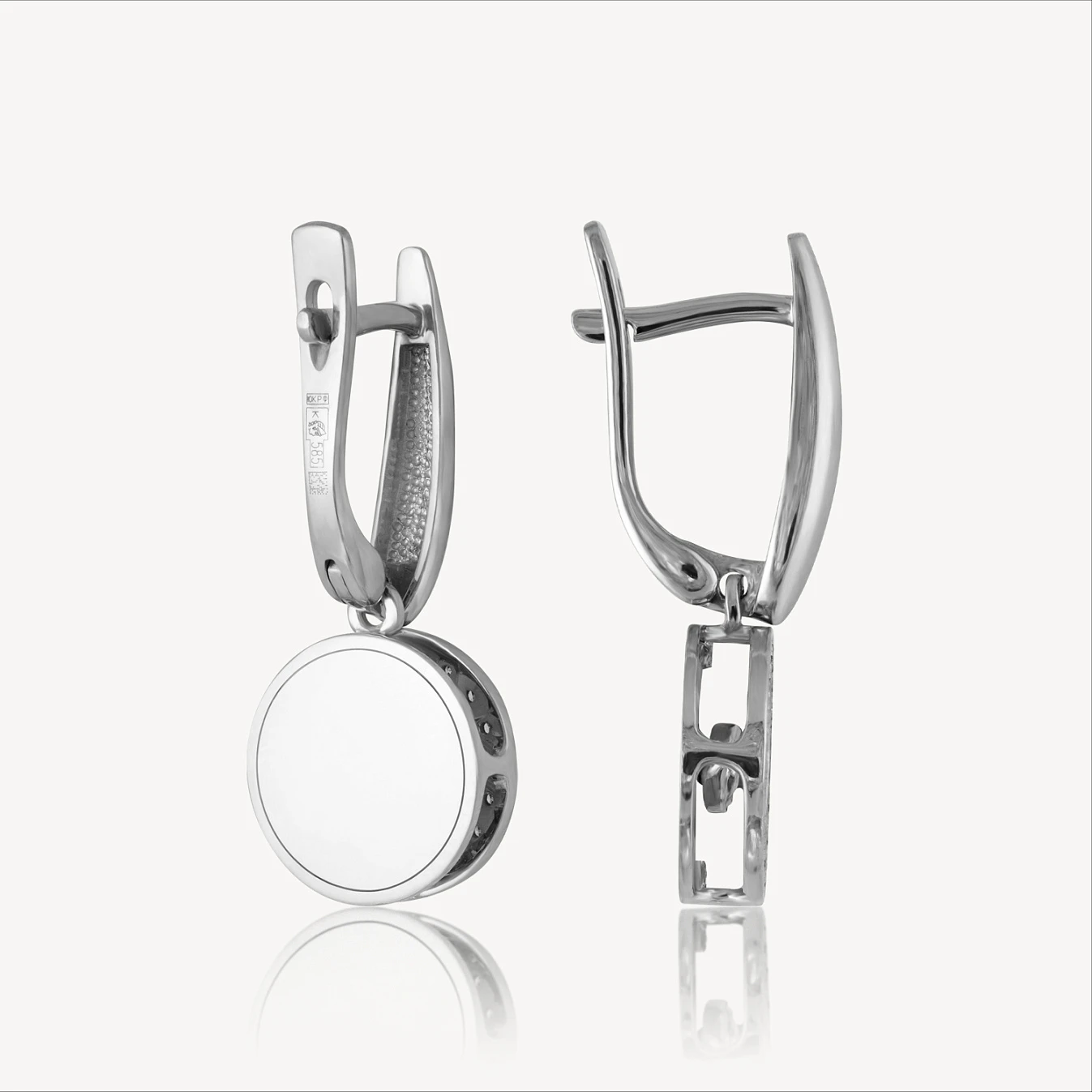 Серьги (803-02082-21-11-00-50), белое золото, бриллиант