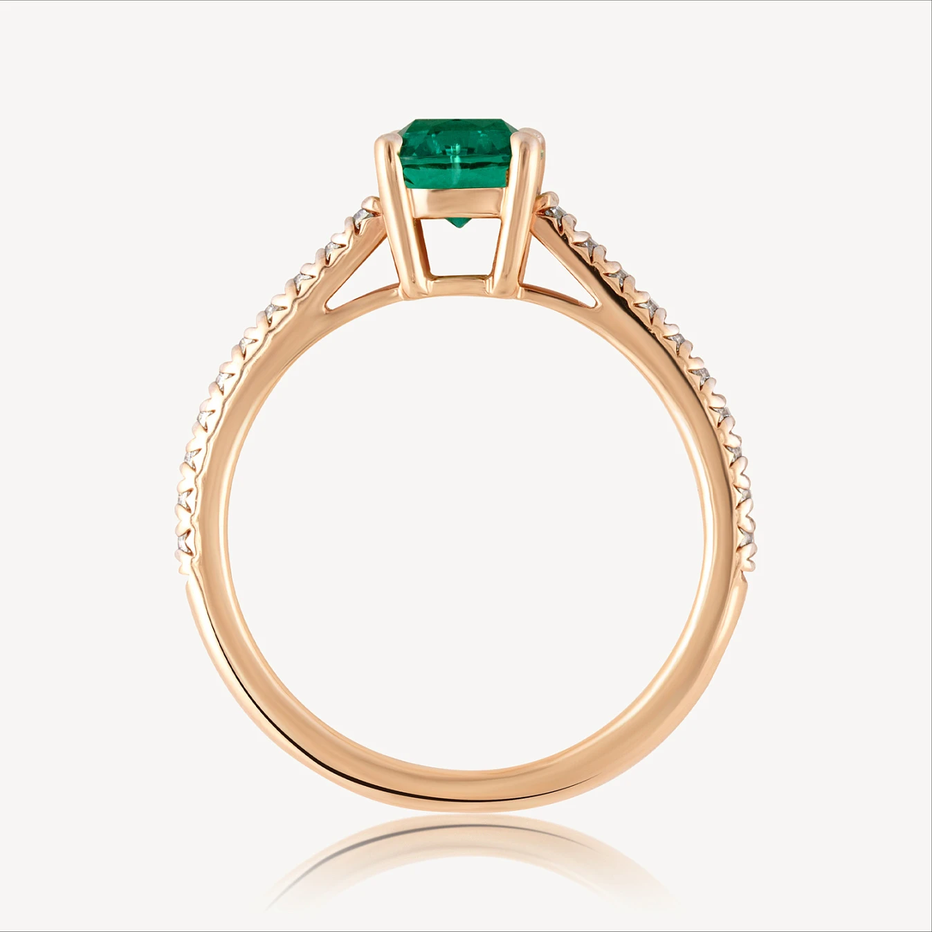 Кольцо  (920484И), красное золото, изумруд гт.